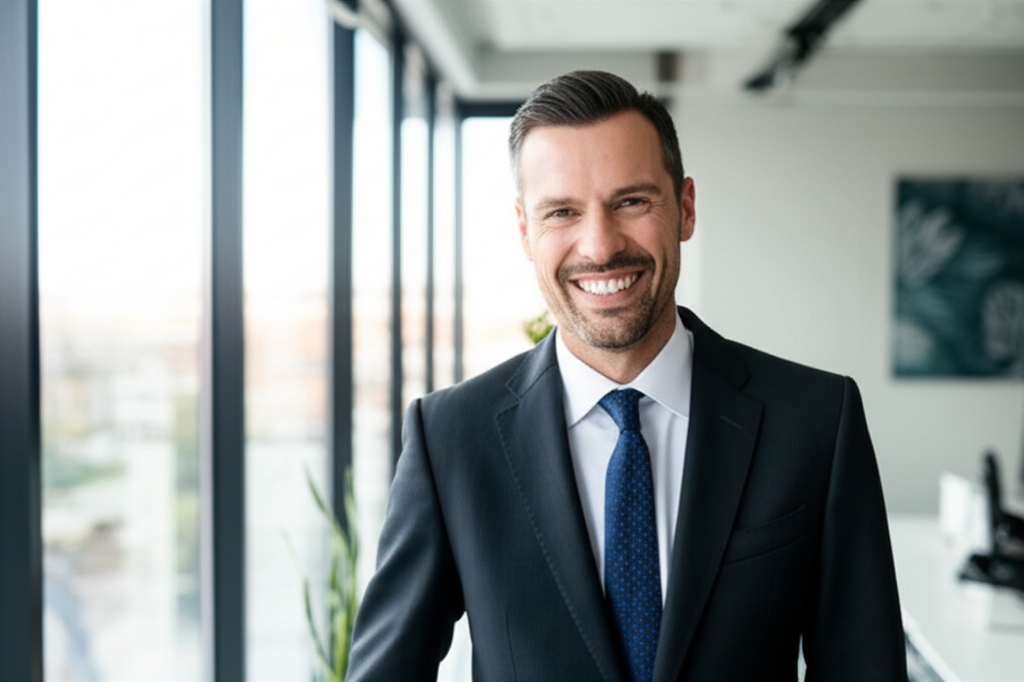 Smiling businessman in office